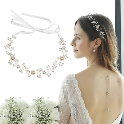 £4.64 • Buy Pearl Flower Diamante Crystal Hair Band Bridal Wedding Party Prom Headband Tiara