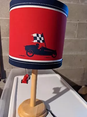 Lamp With Racing Car Picture On Shade & Racing Car On Pull Down To Turn On Lamp • $30