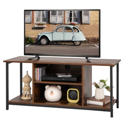 $96.95 • Buy Giantex TV Stand Entertainment Unit Industrial Wooden Storage Shelf Rustic Brown