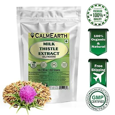 Calm Earth Milk Thistle Extract Powder Silymarin 80% Liver Health Detox Cleanse • £8.74