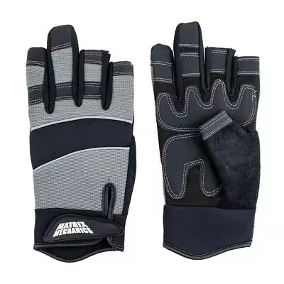 Open Finger Matrix Mechanics Gloves Black Grey Neoprene Leather Polyco SML & 2XL • £4.99