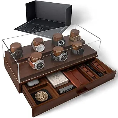 Holme & Hadfield Premium Walnut Watch Display Case Mens Collection Organizer • $63.77