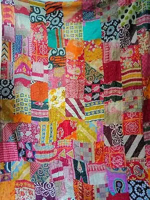 £25.19 • Buy Vintage Kantha Blanket Bedspread Indian Handmade Quilt Throw Cotton Ralli Gudari