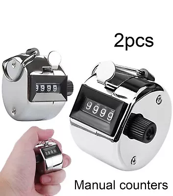 2x Mechanical Tally Counter Hand Held 4 Digit Palm Golf Finger Counting Clicker • £5.89