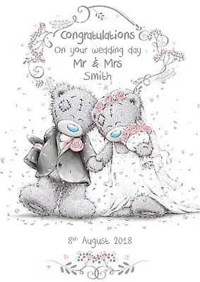Me To You Personalised A5 Wedding / Anniversary Card Mr Mrs Surname Date • £2.95