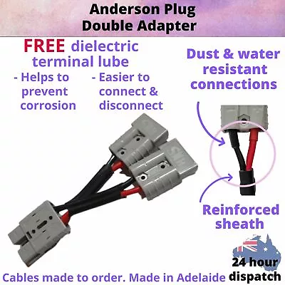 $24.97 • Buy 50 Amp Genuine Anderson Plug Connector Double Y Adaptor 6mm Automotive Cable