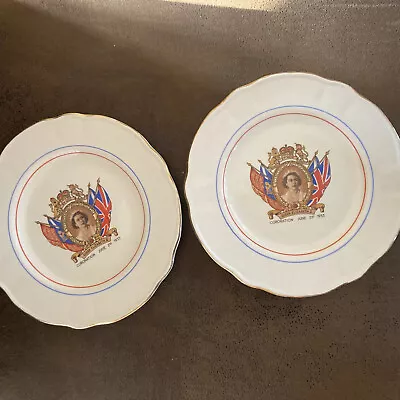 2x Coronation Queen Elizabeth 1953 Washington Pottery Side Plate Memorabilia S3 • £10.30