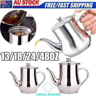 Stainless Steel Oil Strainer Pot Container Jug Storage Filter Cooking Grease AL • $14.53