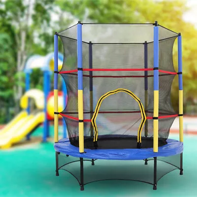 4.5FT Outdoor Children Trampoline Jumping Bed Spring Pad Safety Net Enclosure UK • £69.95