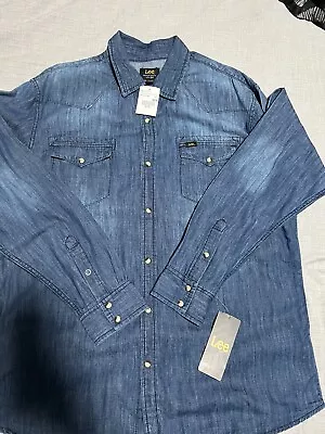 Vintage Big Mac Workwear Denim Shirt Western Pearl Snap Made In USA  Size XL • $20