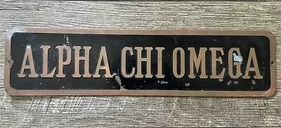 Antique Vintage Alpha Chi Omega Women’s Fraternity 16” Bronze And Enamel Sign • $150