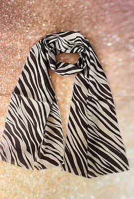 Fashion Scarf Chiffon - Zebra Print Brown & Cream • £5.49