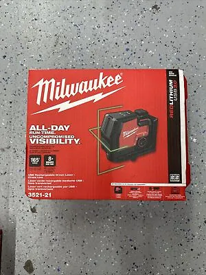 Milwaukee 3521-21 REDLITHIUM USB Rechargeable Cordless Green Cross Line Laser • $184.99