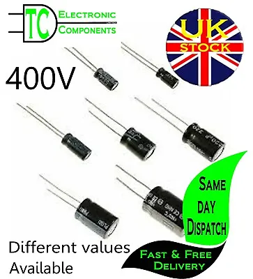 Electrolytic Radial Capacitors Aluminium 400V Polarised 105C 1uf To 220uF • £3.48