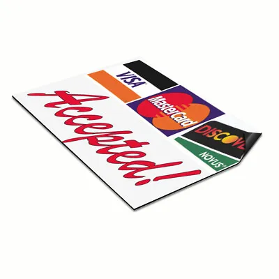 Car Magnet Set Of 2 Accepted ! Visa Mastercard Discover Red Industrial Sign • $31.99