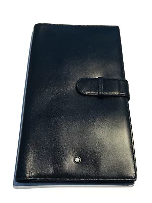 Montblanc Long Black Leather Bifold Travel Organizer Wallet • $550