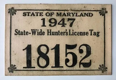1947 Maryland Resident Hunting License #10895 State Wide PGC PA Game Commission • $99.99