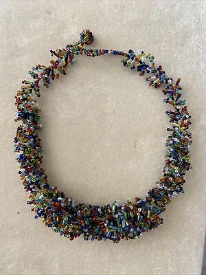 Vintage 70s Multicolor Necklace Choker Art Statement Jewelry Spectacular Artisan • $59