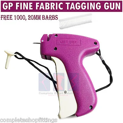 GP Fine Fabric Tagging Gun System 1000 Barbs Kimble Tag Label For Clothes Sock • £14.32