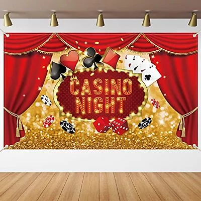 Casino Night Theme Party Decorations Backdrop Las Vegas Gold Glitter Banner B... • $13.41