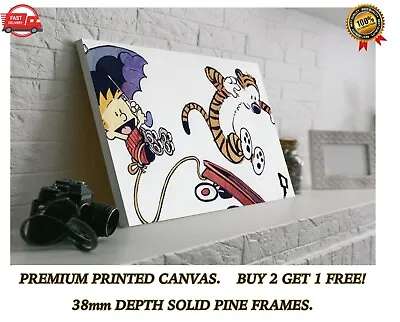 Calvin And Hobbes Comic Large CANVAS Art Print Gift A0 A1 A2 A3 A4 • £21