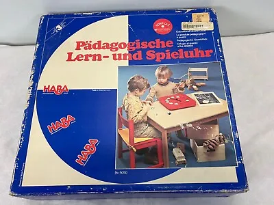 Vintage Haba German Clock Education Toy Complete Multi Sided Blocks Telling Time • $55