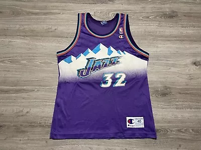 Karl Malone #32 Utah Jazz NBA Vintage 90s Champion Jersey Men's Size 40 Medium • $74.99