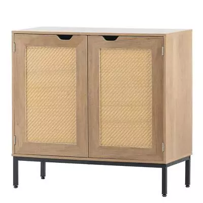 Unique Two-element Design Rustic Accent Storage Cabinet With 2 Rattan Door • $106.79