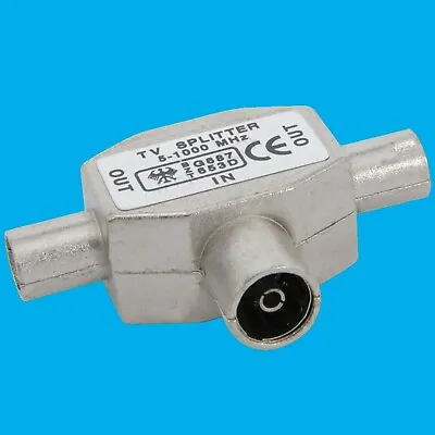 TV Aerial Coaxial Coax Cable T Splitter Female To 2x Male Combiner Connectors • £2.99
