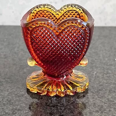 Vintage Degenhart Amberina Glass Sweetheart Toothpick Holder • $7.50