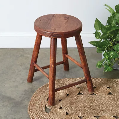 Vintage-Inspired Polished Wooden Stool • $78