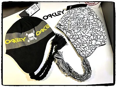 Oakley Combo Flaps Beanie ~ Winter Snow Boarding Skiing Hat Skullz Cap + Decal • $33.54