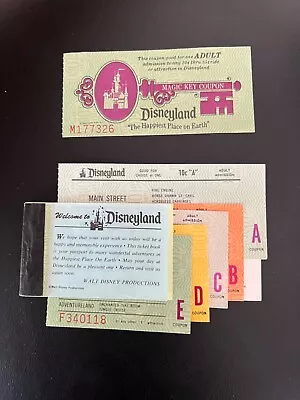 OLD VINTAGE DISNEYLAND ADULT A-E TICKET/COUPONS  JUNE 1975-Disney • $43