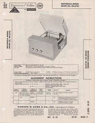 1959 Motorola 5r14n Hs-670 Record Player Service Manual Photofact Changer Phono • $10.99