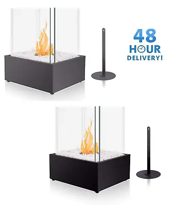 £34.99 • Buy Bio Ethanol Fireplace Indoor Outdoor Camping Glass Top Burner Fire Square BIOFIR
