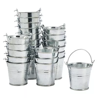 Silver Metal Bucket Pails Party Favors 2.5   X 2 3/8  (Pack Of 12 Or 24 ) • $15.95