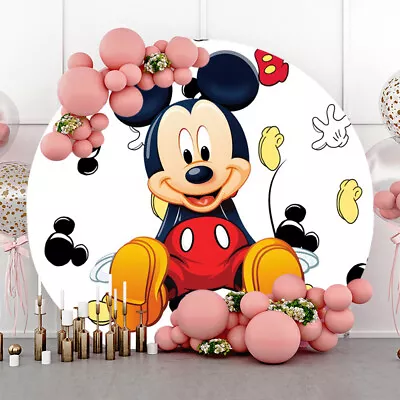 Round Mickey Mouse Backdrop Boys 1st Birthday Party Photo Background Banner • $34.64