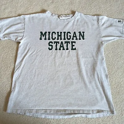 Michigan State Shirt Mens XL Gray Vintage 80s 90s T-Shirt Spartans USA College * • $19