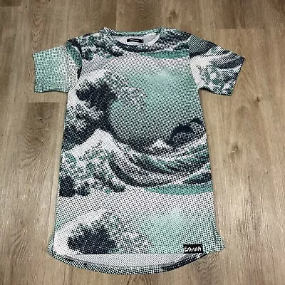 Pink Dolphin Shirt Mens Medium Blue Mesh Waves Summer Beach Short Sleeve • $29