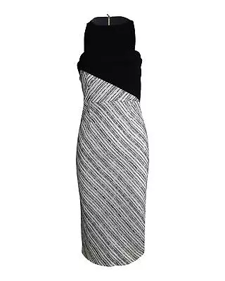 Pre Loved Roland Mouret Sleeveless Midi Dress In Black Cotton • $884.40