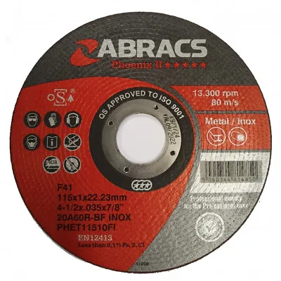 Abracs Phoenix II Thin Metal Cutting Inox Discs 115mm X 1mm  Qty 10/25/50/100  • £23