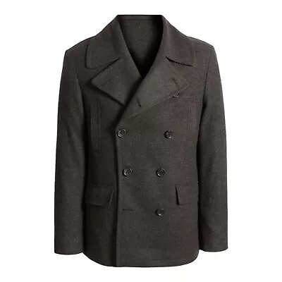 Nordstrom Mens Regular Fit Double Breasted Felted Peacoat | DARK CHARCOAL SZ M • $49.99