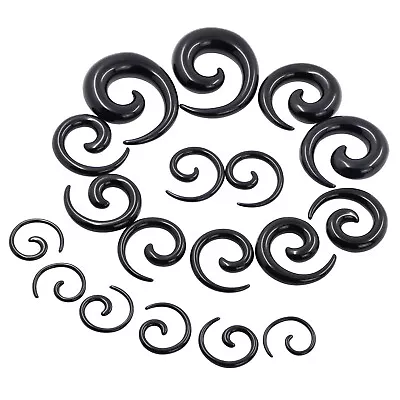 18pcs Acrylic Spiral Tapers Kit Ear Stretching Set Black Gauge Expander 14G-00G • $7.99