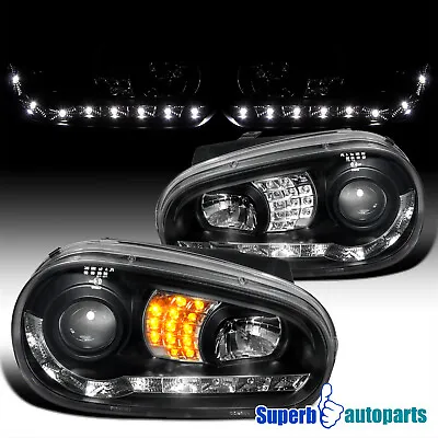 Fits 99-06 VW Golf MK4 GTI R8 Style LED Signal Lamps Projector Headlights Black • $176.38