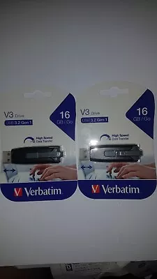 2 X 16GB PACK Verbatim Store'n'Go V3 USB 3.0 Stick Flash Drive Storage Laptop.  • $21.50