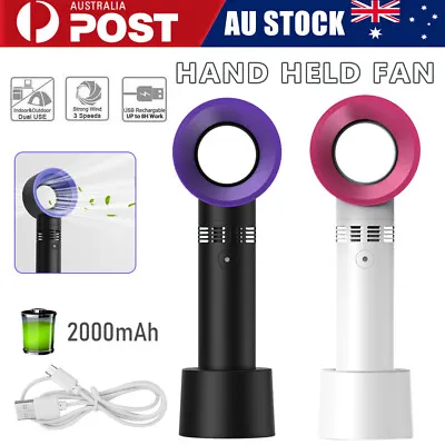 $10.99 • Buy Portable Bladeless Hand Held Cooler Fan USB No Leaf Handy Summer Fan AU STOCK