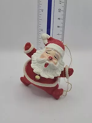 Vintage Flocked Dancing Santa Claus Christmas Ornament Drwr ZG • $15