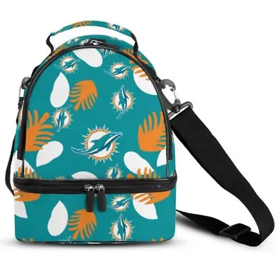 Double Deck Meal Bag Portable Travel Handbag Miami Dolphins Fans Lunch Bag • $19.99