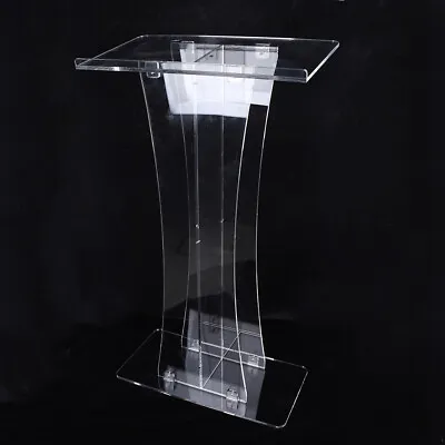 Acrylic Lectern Presentation Pulpit Clear Church Podium W/ Wide Reading Surface • $195.70