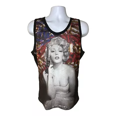 Rare Hip Mao Mao Brand Marylin Monroe Gangster Revolver Gun Mesh Tank Top Medium • $12.99